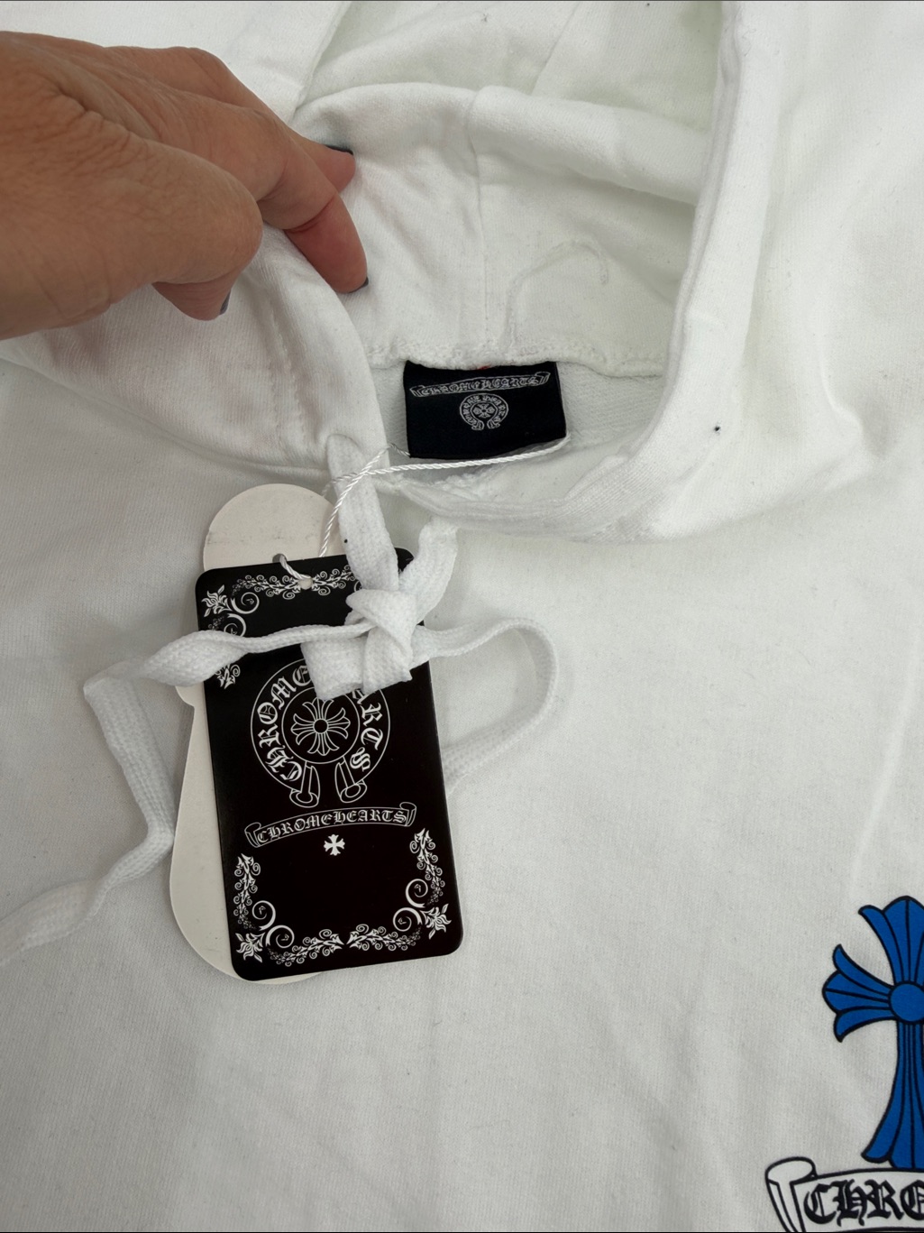Chrome White Hooded Sweatshirt With Multicolor Sleeve Graphics — image 7 of 8